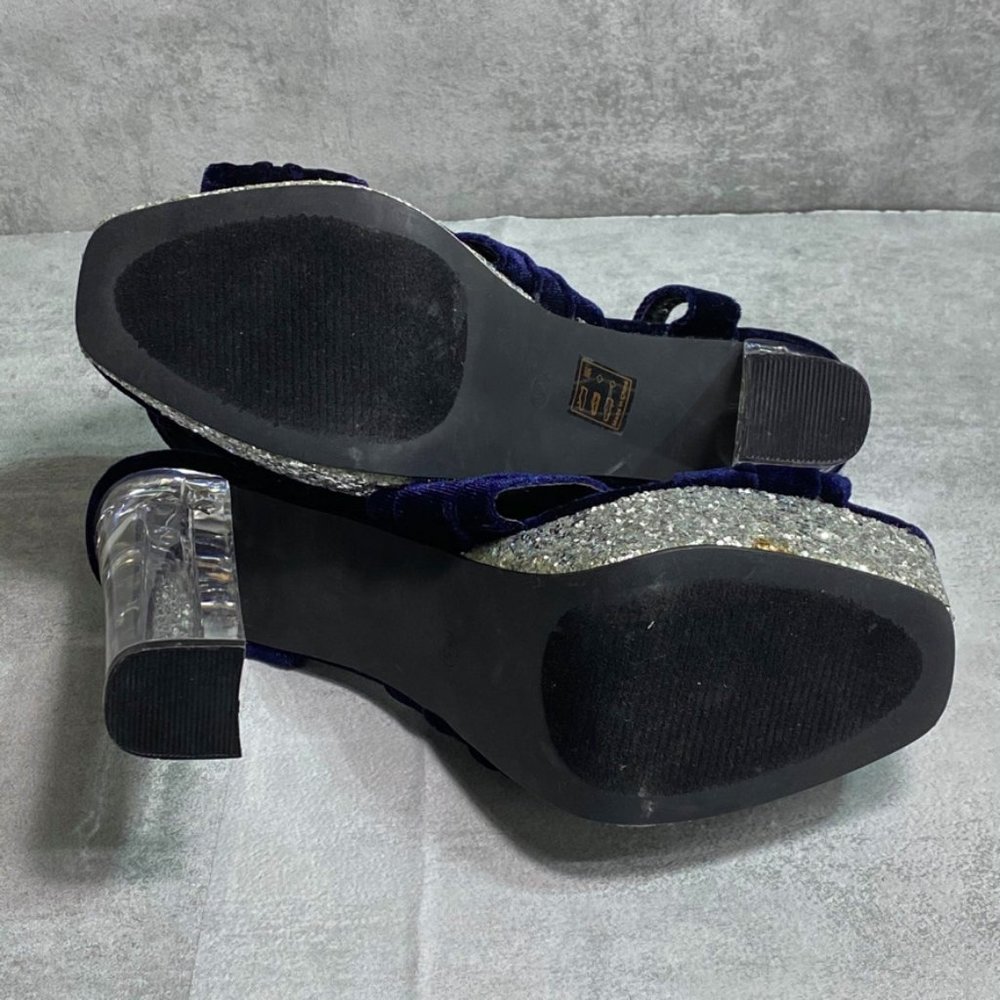 Cape Robbin Navy Velvet Silver Glitter Bow Detail - Picture 5 of 8